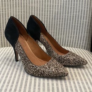 Madewell Maddie Calf Hair Heels in Speckle